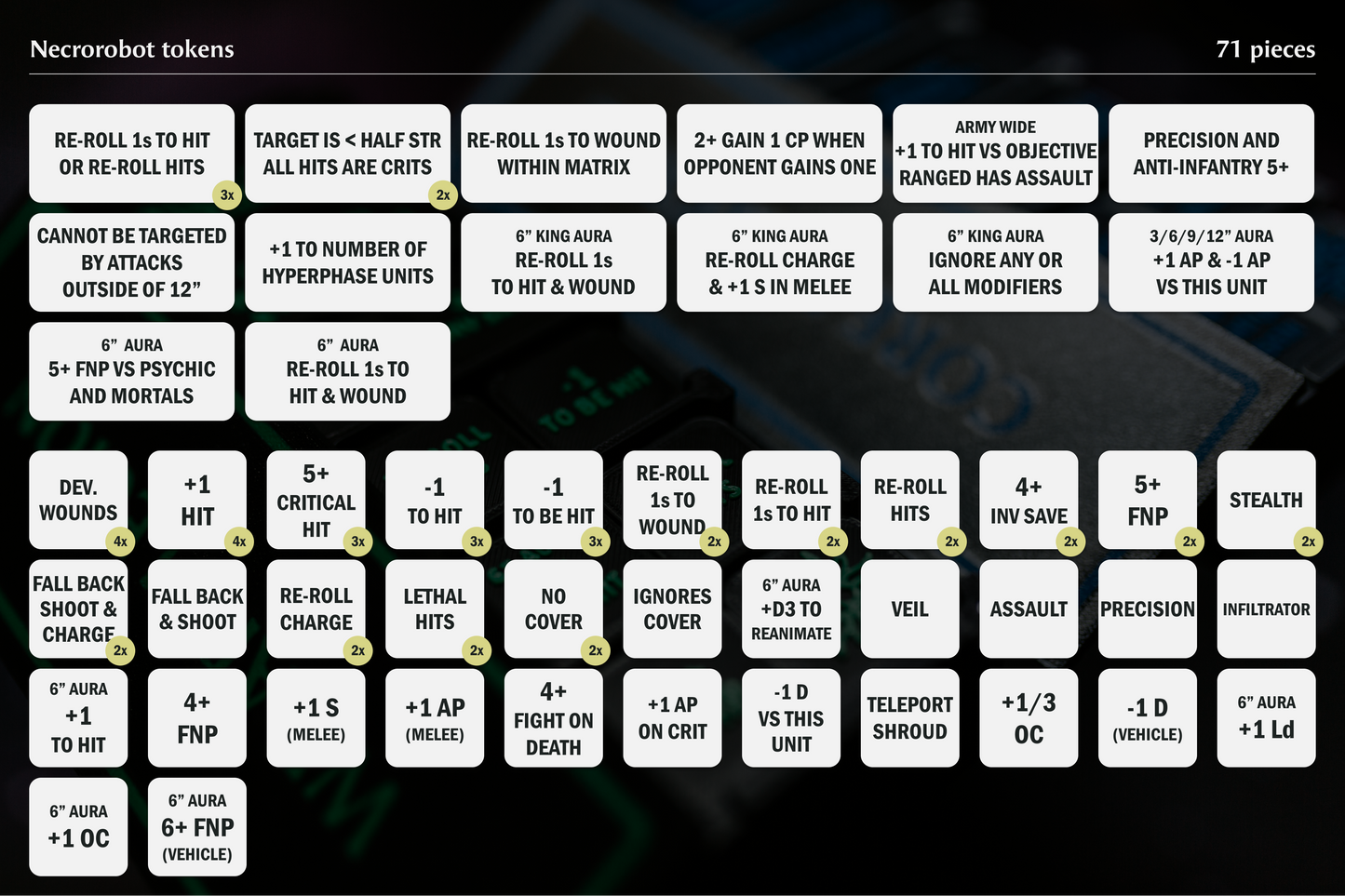 Necrobots Token Set | Complete 71-Piece Undying Legion Collection