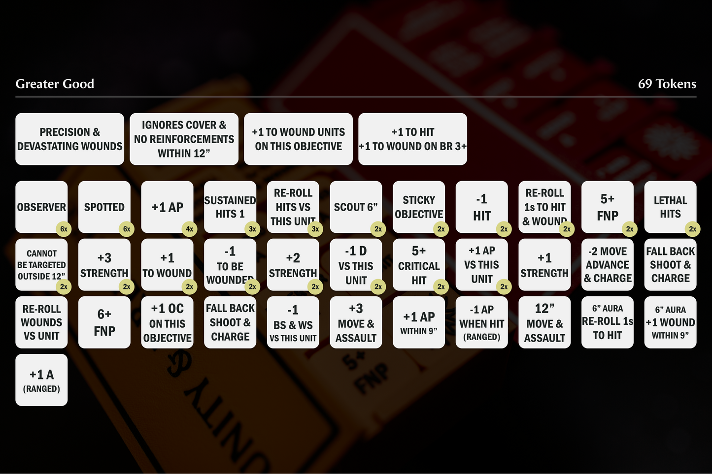 Greater Good Token Set | Complete 69-Piece Tactical Warfare Collection
