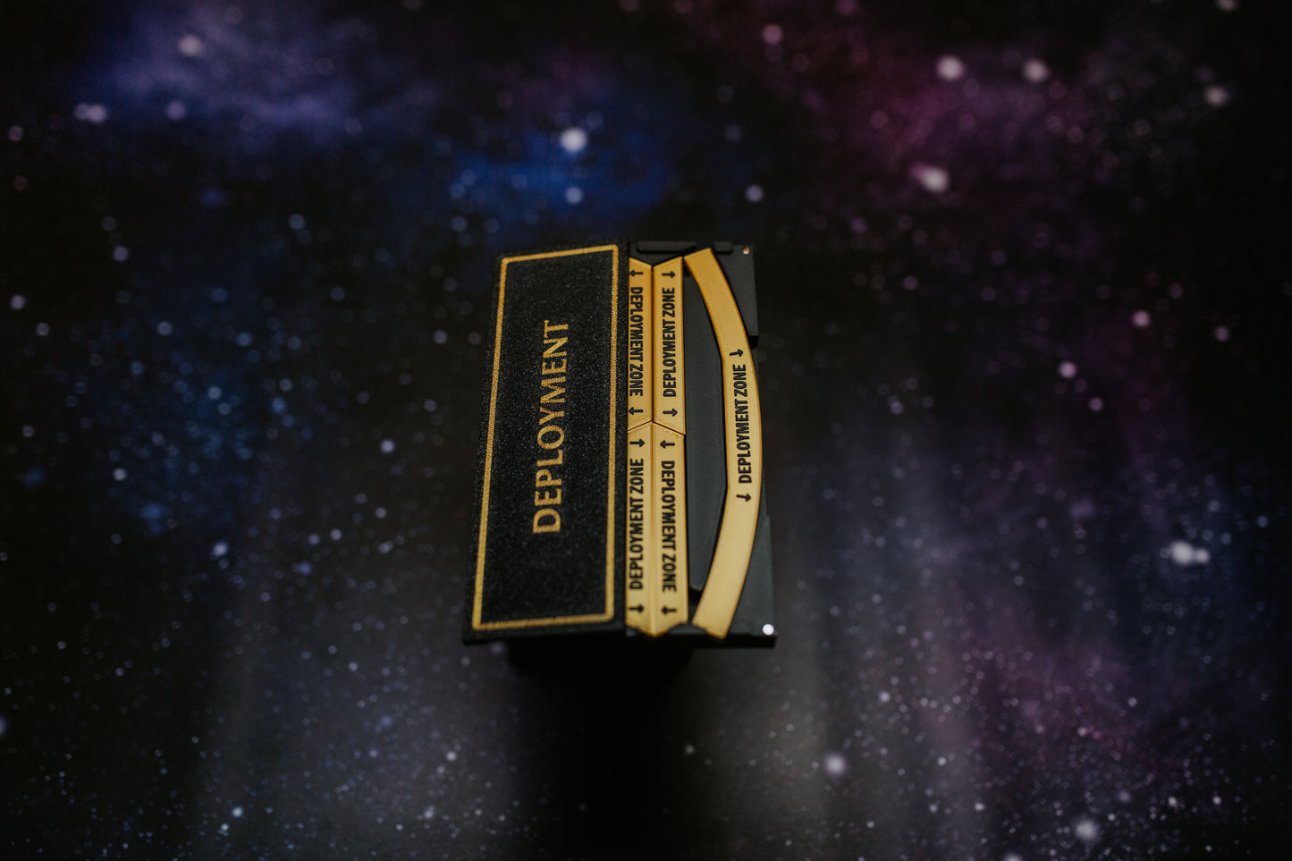 Deployment zone markers with magnetic storage box for wargaming battlefield setup