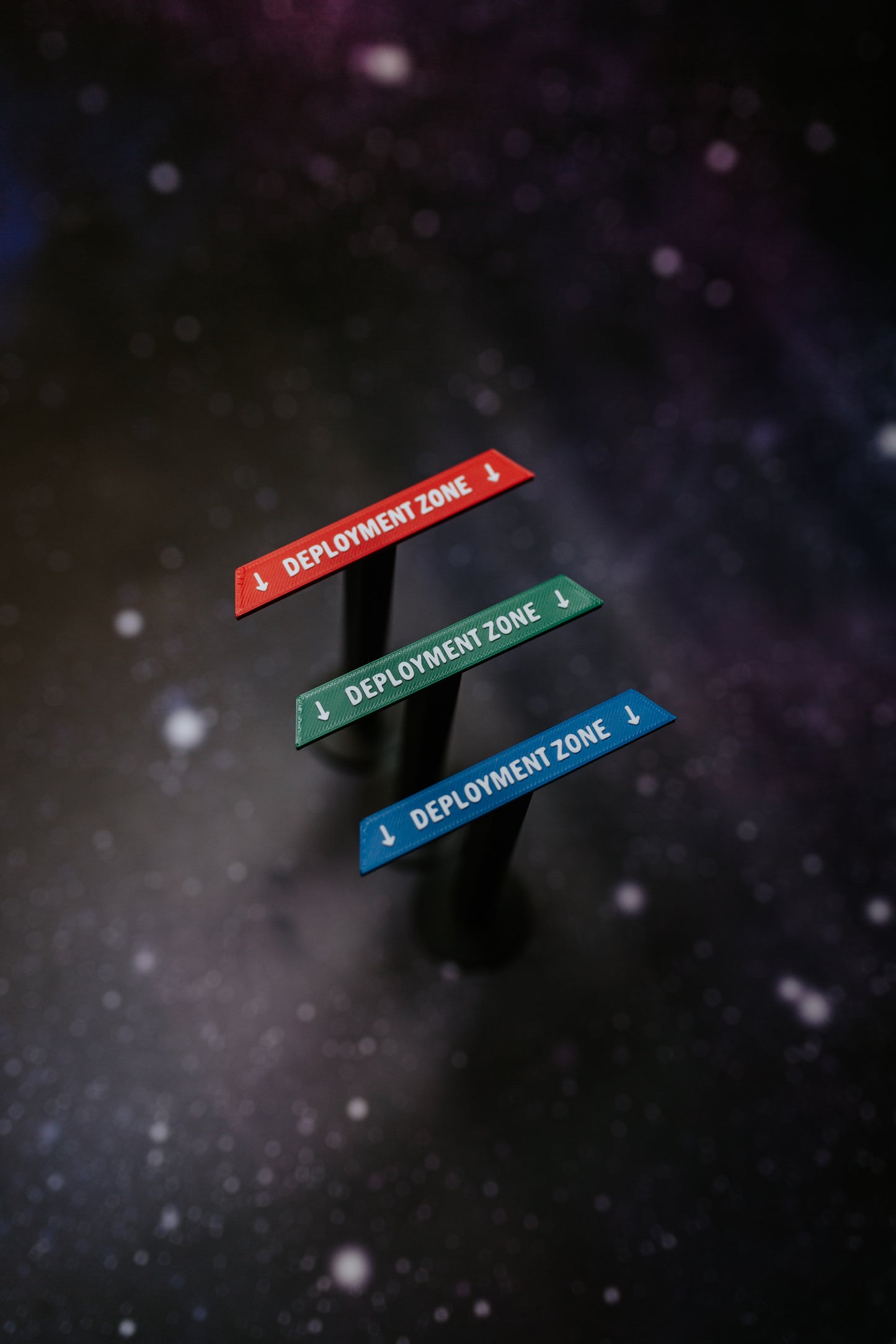 33 straight deployment zone markers in different colors