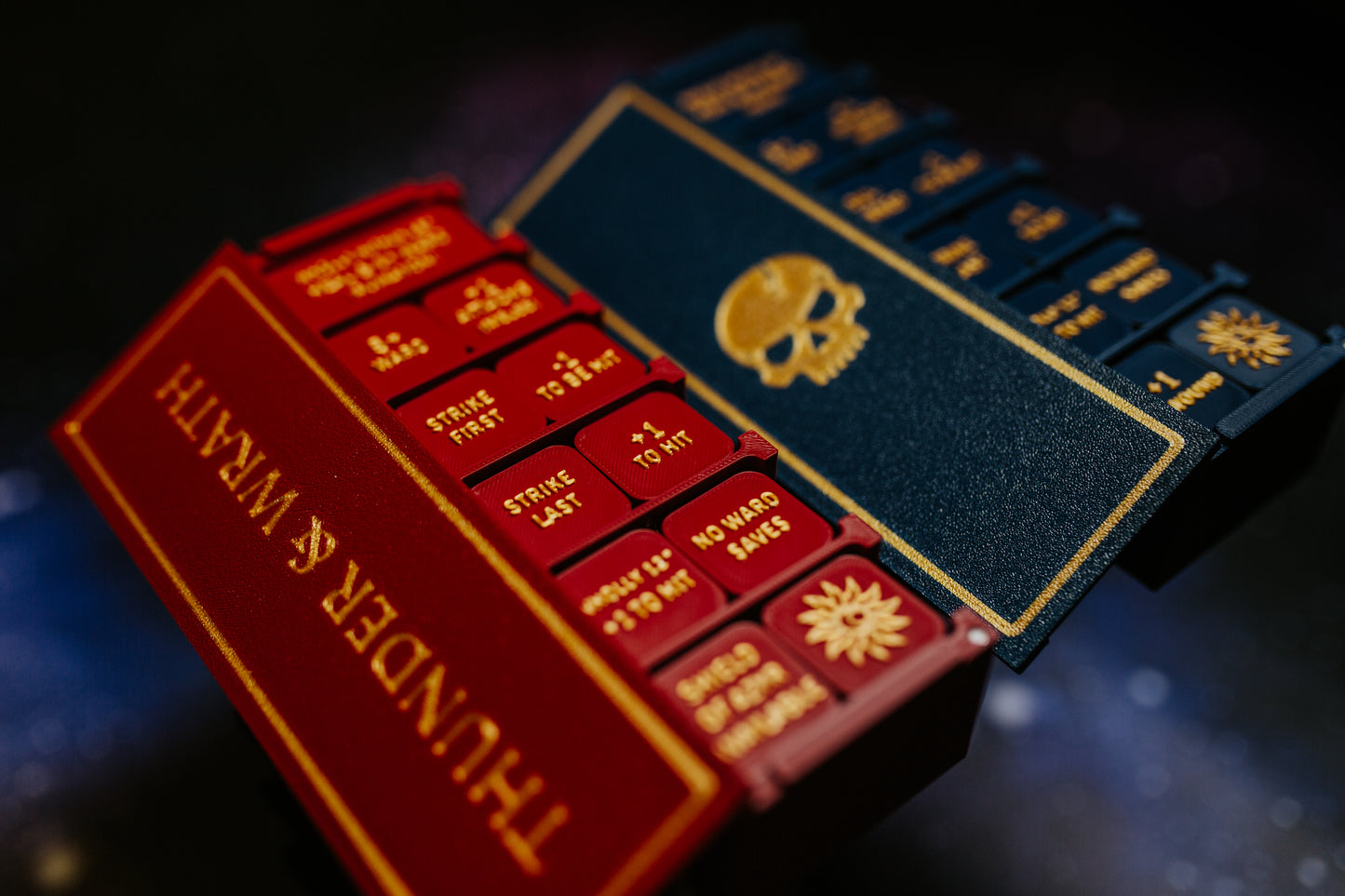 Closeup on Thunderborn Eternals token sets - 83 piece thunder and lightning army collection for fantasy wargaming