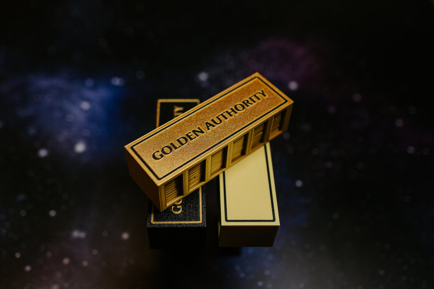 Golden Janitors Token Sets stacked | Complete 103-Piece Elite Guardian Collection for sci-fi wargaming