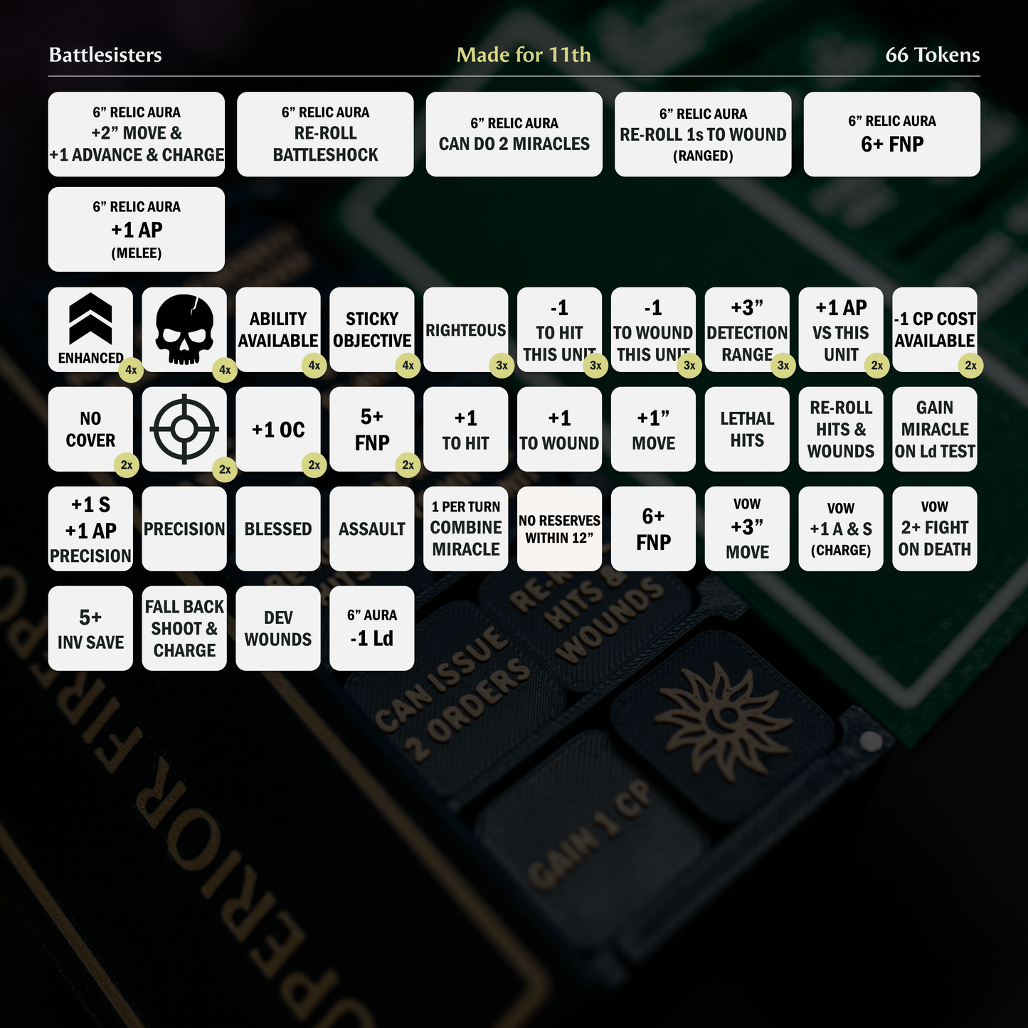 Battlesisters Token Set | Made for 11th | Sci-Fi Wargaming