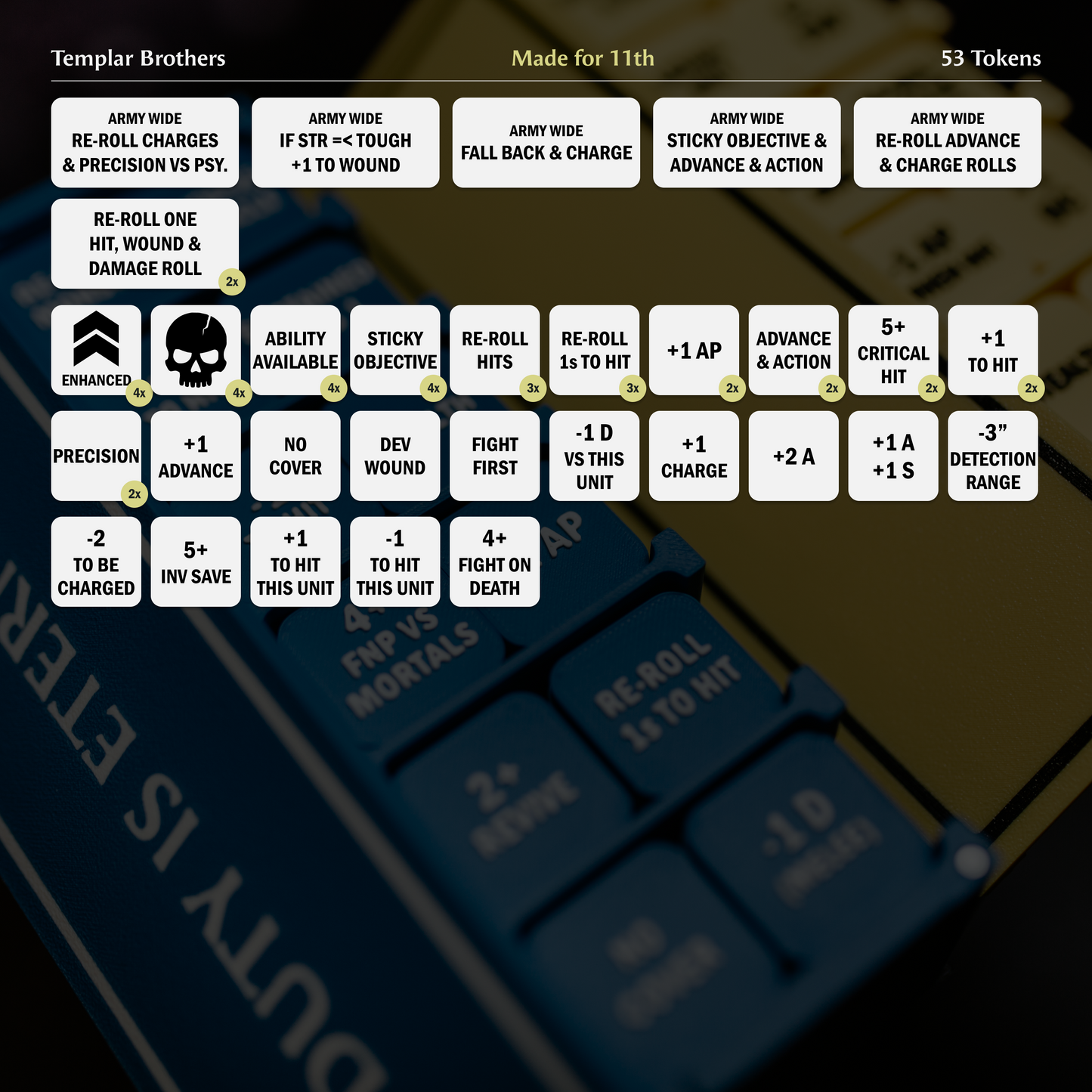 Templar Brothers Token Set | Made for 11th | Sci-Fi Wargaming