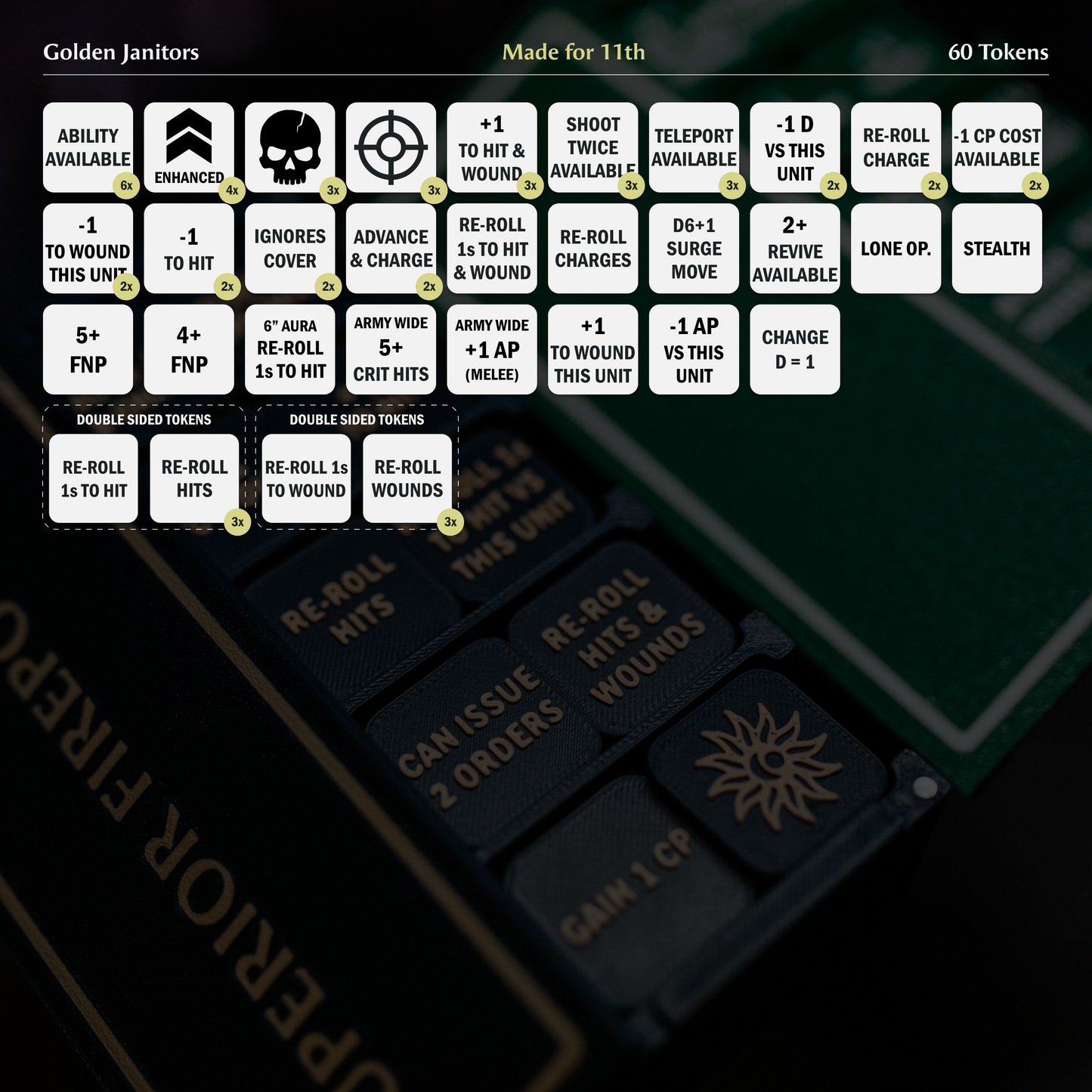 Golden Janitors Token Set | Made for 11th | Sci-Fi Wargaming