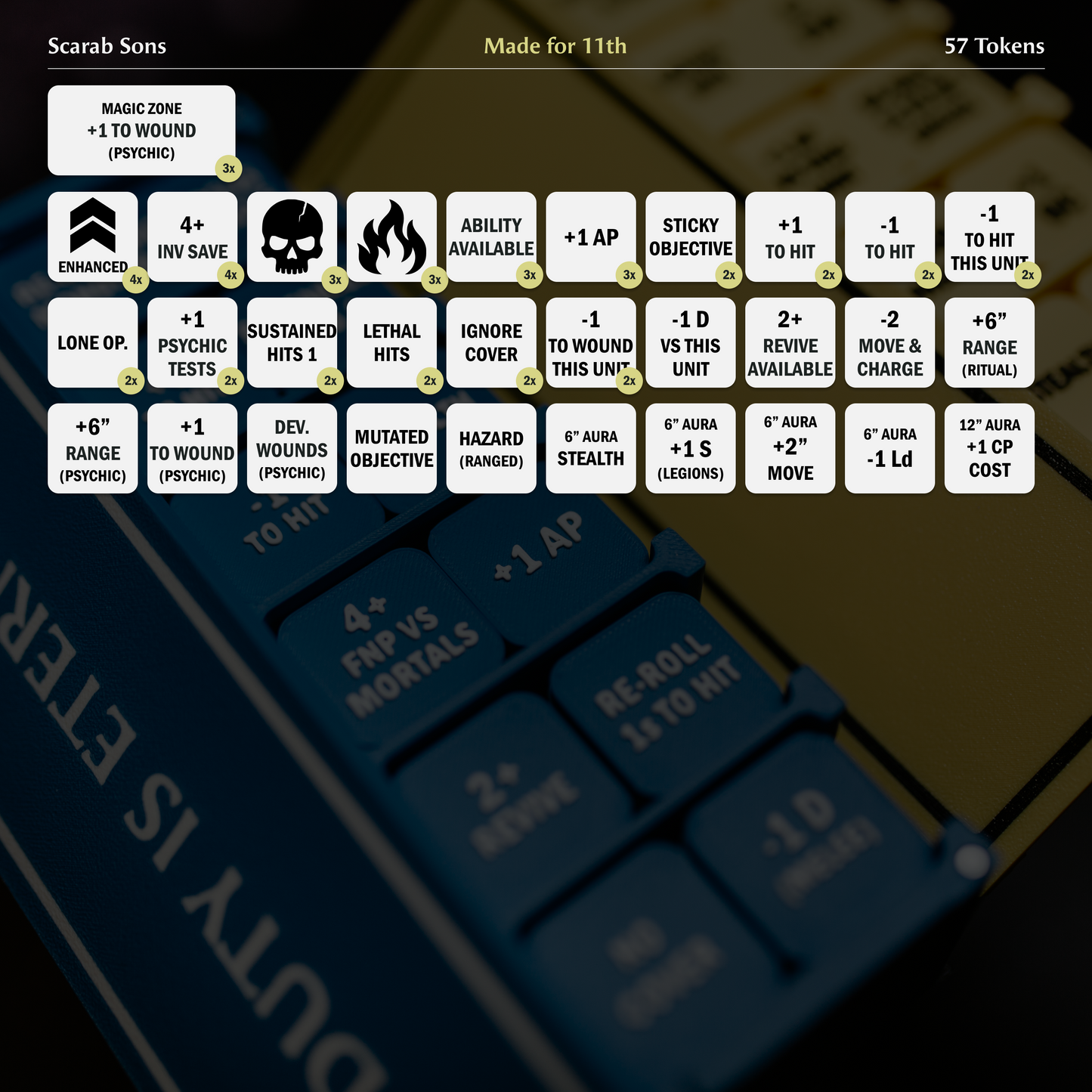 Scarab Sons Token Set | Made for 11th | Sci-Fi Wargaming