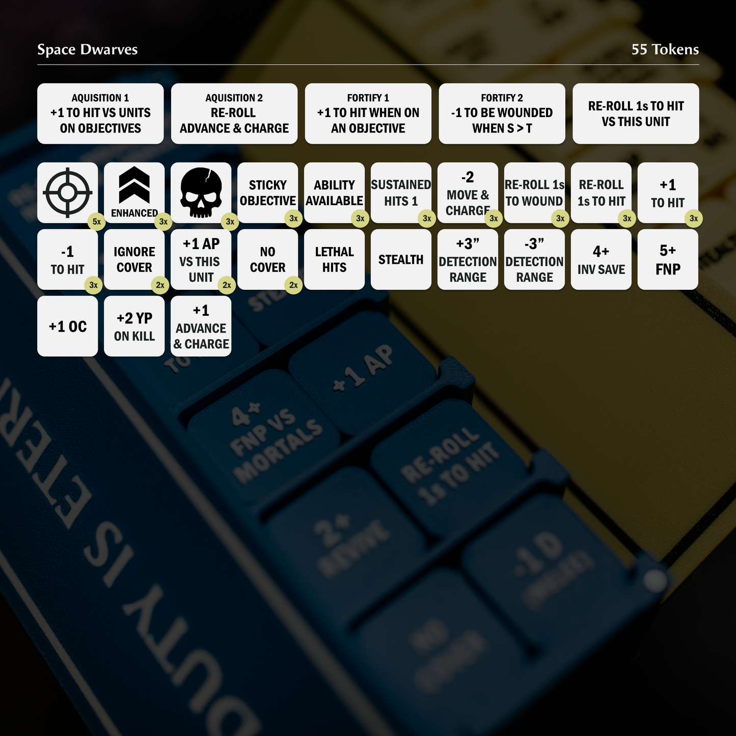 Space Dwarves Token Set | Yield tracker | Made for 11th | Sci-Fi Wargaming