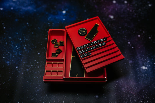 The Battlebox magnetic dice storage solution closed view showing custom color options