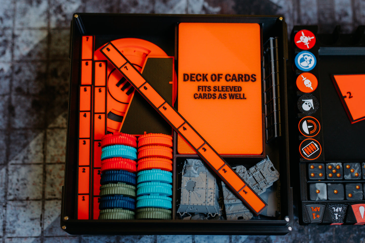 The Skirmish Box — Dice Tray, Score Tracker & Full Game Storage